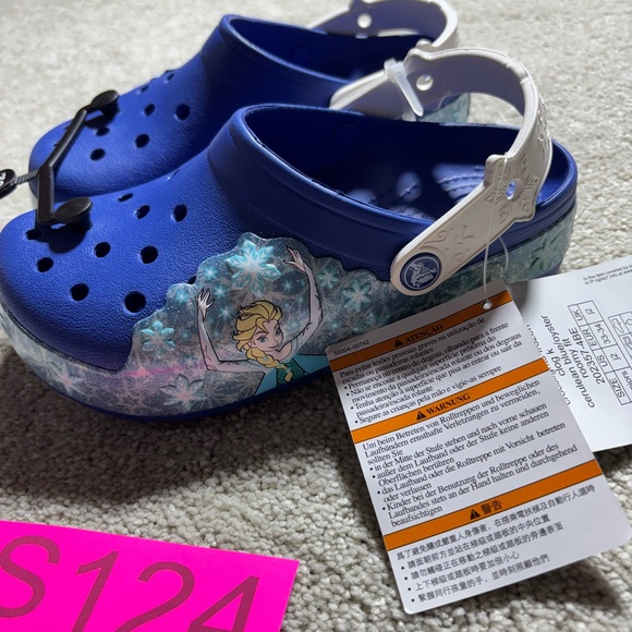 Crocs Clog Disney Frozen Light Up Snowflakes Blue White Kids Sz 2‎ - Picture 1 of 5